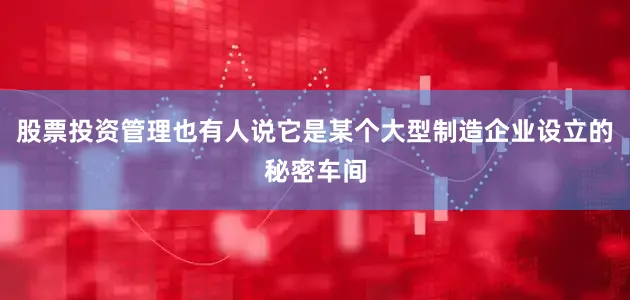 股票投资管理也有人说它是某个大型制造企业设立的秘密车间