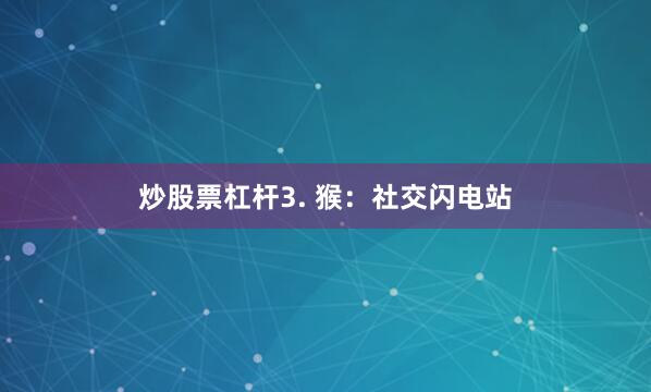 炒股票杠杆3. 猴：社交闪电站